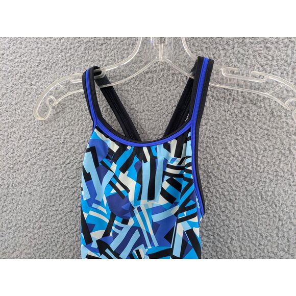 Dolfin Girls One Piece Blue Black and White Swimsuit sz 26 Training Competition - Picture 5 of 8
